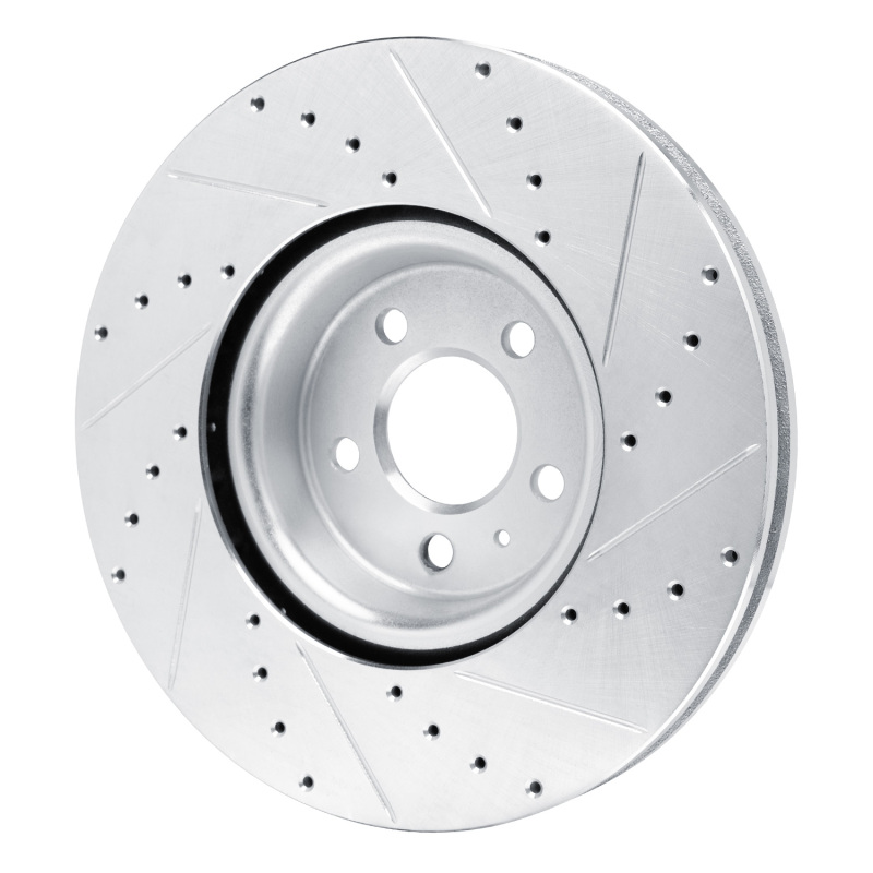 Audi S5 Brake Rotor (1) - Front Left - R1 Concepts - Drilled & Slotted - Silver - `18-`25